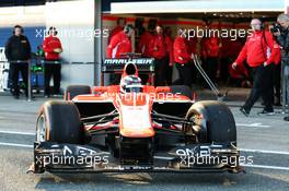 Max Chilton (GBR) Marussia F1 Team MR02 leaves the pits. 05.02.2013. Formula One Testing, Day One, Jerez, Spain.