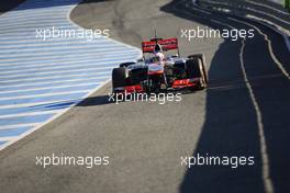 Jenson Button (GBR) McLaren MP4-28. 05.02.2013. Formula One Testing, Day One, Jerez, Spain.