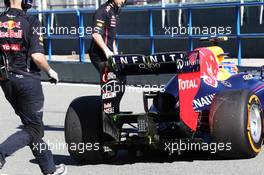 Mark Webber (AUS) Red Bull Racing RB9 rear diffuser. 05.02.2013. Formula One Testing, Day One, Jerez, Spain.
