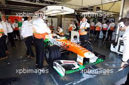 Paul di Resta (GBR) Sahara Force India VJM06 in the pits. 05.02.2013. Formula One Testing, Day One, Jerez, Spain.