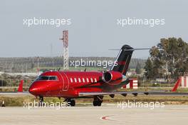 The Bombardier CL-600 owned by Lewis Hamilton (GBR) Mercedes AMG F1, at Jerez Airport. 06.02.2013. Formula One Testing, Day Two, Jerez, Spain.