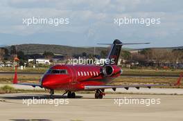 The Bombardier CL-600 owned by Lewis Hamilton (GBR) Mercedes AMG F1, at Jerez Airport. 06.02.2013. Formula One Testing, Day Two, Jerez, Spain.