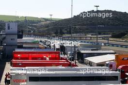 Trucks in the paddock. 06.02.2013. Formula One Testing, Day Two, Jerez, Spain.