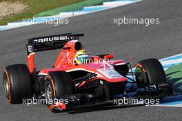 Luiz Razia (BRA) Marussia F1 Team MR02. 06.02.2013. Formula One Testing, Day Two, Jerez, Spain.