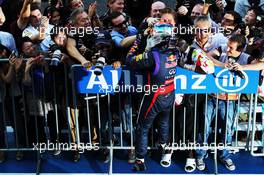 Race winner Sebastian Vettel (GER) Red Bull Racing celebrates in parc ferme. 13.10.2013. Formula 1 World Championship, Rd 15, Japanese Grand Prix, Suzuka, Japan, Race Day.