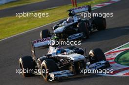 Valtteri Bottas (FIN) Williams FW35 leads Pastor Maldonado (VEN) Williams FW35. 13.10.2013. Formula 1 World Championship, Rd 15, Japanese Grand Prix, Suzuka, Japan, Race Day.