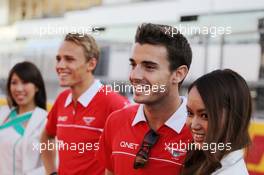(L to R): Max Chilton (GBR) Marussia F1 Team with team mate Jules Bianchi (FRA) Marussia F1 Team. 10.10.2013. Formula 1 World Championship, Rd 15, Japanese Grand Prix, Suzuka, Japan, Preparation Day.