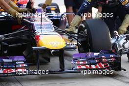 Sebastian Vettel (GER) Red Bull Racing RB9 front wing. 04.10.2013. Formula 1 World Championship, Rd 14, Korean Grand Prix, Yeongam, South Korea, Practice Day.