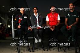 (L to R): Franz Tost (AUT) Scuderia Toro Rosso Team Principal with Monisha Kaltenborn (AUT) Sauber Team Principal, Graeme Lowdon (GBR) Marussia F1 Team Chief Executive Officer, and Cyril Abiteboul (FRA) Caterham F1 Team Principal. 04.10.2013. Formula 1 World Championship, Rd 14, Korean Grand Prix, Yeongam, South Korea, Practice Day.