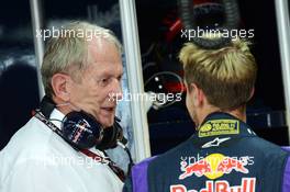 (L to R): Dr Helmut Marko (AUT) Red Bull Motorsport Consultant with Sebastian Vettel (GER) Red Bull Racing. 04.10.2013. Formula 1 World Championship, Rd 14, Korean Grand Prix, Yeongam, South Korea, Practice Day.