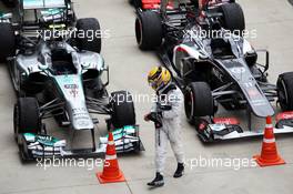 Lewis Hamilton (GBR) Mercedes AMG F1 W04 in parc ferme. 06.10.2013. Formula 1 World Championship, Rd 14, Korean Grand Prix, Yeongam, South Korea, Race Day.