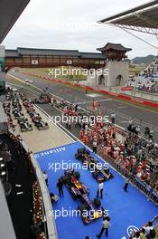 The cars in parc ferme. 06.10.2013. Formula 1 World Championship, Rd 14, Korean Grand Prix, Yeongam, South Korea, Race Day.