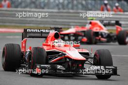 Jules Bianchi (FRA) Marussia F1 Team MR02 and team mate Max Chilton (GBR) Marussia F1 Team MR02. 06.10.2013. Formula 1 World Championship, Rd 14, Korean Grand Prix, Yeongam, South Korea, Race Day.