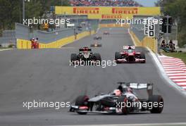 Kimi Raikkonen (FIN), Lotus F1 Team and Esteban Gutierrez (MEX), Sauber F1 Team  06.10.2013. Formula 1 World Championship, Rd 14, Korean Grand Prix, Yeongam, South Korea, Race Day.