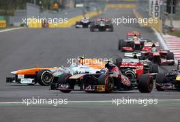 Adrian Sutil (GER), Sahara Force India F1 Team spins at the restart and hits Mark Webber (AUS), Red Bull Racing  06.10.2013. Formula 1 World Championship, Rd 14, Korean Grand Prix, Yeongam, South Korea, Race Day.