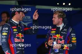 Mark Webber (AUS) Red Bull Racing and Sebastian Vettel (GER) Red Bull Racing. 05.10.2013.  Formula 1 World Championship, Rd 14, Korean Grand Prix, Yeongam, South Korea, Qualifying Day.