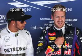 Lewis Hamilton (GBR), Mercedes Grand Prix and Sebastian Vettel (GER), Red Bull Racing  05.10.2013.  Formula 1 World Championship, Rd 14, Korean Grand Prix, Yeongam, South Korea, Qualifying Day.