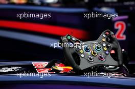 Steering wheel of Sebastian Vettel (GER) Red Bull Racing RB9. 05.10.2013. Formula 1 World Championship, Rd 14, Korean Grand Prix, Yeongam, South Korea, Qualifying Day.