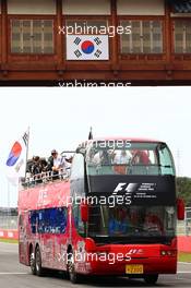 The drivers parade. 06.10.2013. Formula 1 World Championship, Rd 14, Korean Grand Prix, Yeongam, South Korea, Race Day.