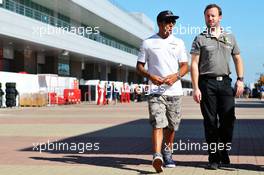 Lewis Hamilton (GBR) Mercedes AMG F1 with Bradley Lord (GBR) Mercedes AMG F1 Communications Manager. 04.10.2013.  Formula 1 World Championship, Rd 14, Korean Grand Prix, Yeongam, South Korea, Preparation Day.