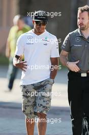 Lewis Hamilton (GBR) Mercedes AMG F1 with Bradley Lord (GBR) Mercedes AMG F1 Communications Manager. 04.10.2013.  Formula 1 World Championship, Rd 14, Korean Grand Prix, Yeongam, South Korea, Preparation Day.