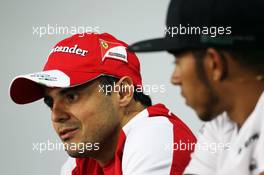 (L to R): Felipe Massa (BRA) Ferrari and Lewis Hamilton (GBR) Mercedes AMG F1 in the FIA Press Conference. 04.10.2013.  Formula 1 World Championship, Rd 14, Korean Grand Prix, Yeongam, South Korea, Preparation Day.