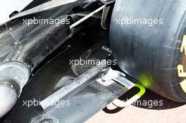 Mercedes AMG F1 W04 rear suspension and exhaust detail. 24.05.2013. Formula 1 World Championship, Rd 6, Monaco Grand Prix, Monte Carlo, Monaco, Friday.
