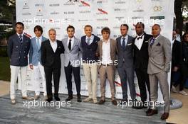 (L to R):Adrian Sutil (GER) Sahara Force India F1; Esteban Gutierrez (MEX) Sauber; Valtteri Bottas (FIN) Williams; Jules Bianchi (FRA) Marussia F1 Team; Max Chilton (GBR) Marussia F1 Team; Charles Pic (FRA) Caterham; Giedo van der Garde (NLD) Caterham F1 Team; Cameron Jerome (GBR) Football Player ; Damian Batt (GBR) Football Player, at the Amber Lounge Fashion Show. 24.05.2013. Formula 1 World Championship, Rd 6, Monaco Grand Prix, Monte Carlo, Monaco, Friday.