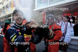 Race winner Sebastian Vettel (GER) Red Bull Racing celebrates on the podium. 26.05.2013. Formula 1 World Championship, Rd 6, Monaco Grand Prix, Monte Carlo, Monaco, Race Day.