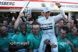 Race winner Nico Rosberg (GER) Mercedes AMG F1 celebrates with the team. 26.05.2013. Formula 1 World Championship, Rd 6, Monaco Grand Prix, Monte Carlo, Monaco, Race Day.