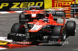 Max Chilton (GBR) Marussia F1 Team MR02 leads team mate Jules Bianchi (FRA) Marussia F1 Team MR02. 26.05.2013. Formula 1 World Championship, Rd 6, Monaco Grand Prix, Monte Carlo, Monaco, Race Day.