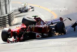 Felipe Massa (BRA) Ferrari F138 crashes at turn 1 during the race. 26.05.2013. Formula 1 World Championship, Rd 6, Monaco Grand Prix, Monte Carlo, Monaco, Race Day.