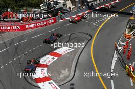 Kimi Raikkonen (FIN) Lotus F1 E21 leads Fernando Alonso (ESP) Ferrari F138, Jenson Button (GBR) McLaren MP4-28 and Sergio Perez (MEX) McLaren MP4-28. 26.05.2013. Formula 1 World Championship, Rd 6, Monaco Grand Prix, Monte Carlo, Monaco, Race Day.
