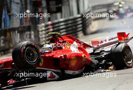 Felipe Massa (BRA) Ferrari F138 crashes at turn 1 during the race. 26.05.2013. Formula 1 World Championship, Rd 6, Monaco Grand Prix, Monte Carlo, Monaco, Race Day.