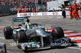 Race winner Nico Rosberg (GER) Mercedes AMG F1 W04 celebrates at the end of the race. 26.05.2013. Formula 1 World Championship, Rd 6, Monaco Grand Prix, Monte Carlo, Monaco, Race Day.