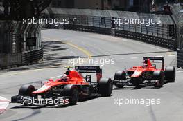 Max Chilton (GBR) Marussia F1 Team MR02 leads team mate Jules Bianchi (FRA) Marussia F1 Team MR02. 26.05.2013. Formula 1 World Championship, Rd 6, Monaco Grand Prix, Monte Carlo, Monaco, Race Day.