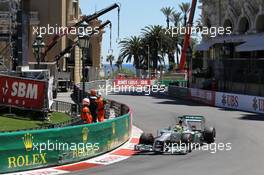Nico Rosberg (GER) Mercedes AMG F1 W04 leads team mate Lewis Hamilton (GBR) Mercedes AMG F1 W04. 26.05.2013. Formula 1 World Championship, Rd 6, Monaco Grand Prix, Monte Carlo, Monaco, Race Day.