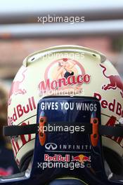 The helmet of Sebastian Vettel (GER) Red Bull Racing. 25.05.2013. Formula 1 World Championship, Rd 6, Monaco Grand Prix, Monte Carlo, Monaco, Qualifying Day
