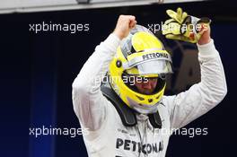 Nico Rosberg (GER) Mercedes AMG F1 celebrates his pole position in parc ferme. 25.05.2013. Formula 1 World Championship, Rd 6, Monaco Grand Prix, Monte Carlo, Monaco, Qualifying Day