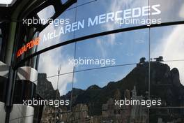 McLaren motorhome reflects Monaco vista. 25.05.2013. Formula 1 World Championship, Rd 6, Monaco Grand Prix, Monte Carlo, Monaco, Qualifying Day