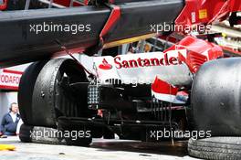 The damaged Ferrari F138 of Felipe Massa (BRA) Ferrari is recovered back to the pits on the back of a truck. 25.05.2013. Formula 1 World Championship, Rd 6, Monaco Grand Prix, Monte Carlo, Monaco, Qualifying Day