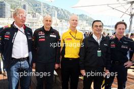 (L to R): Dr Helmut Marko (AUT) Red Bull Motorsport Consultant with Franz Tost (AUT) Scuderia Toro Rosso Team Principal; Jean-Michel Jalinier (FRA) Renault F1 Sport President and Managing Director; Carlos Ghosn (FRA) Chairman of Renault and Christian Horner (GBR) Red Bull Racing Team Principal. 26.05.2013. Formula 1 World Championship, Rd 6, Monaco Grand Prix, Monte Carlo, Monaco, Race Day.