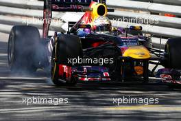 Sebastian Vettel (GER) Red Bull Racing RB9 locks up under braking. 23.05.2013. Formula 1 World Championship, Rd 6, Monaco Grand Prix, Monte Carlo, Monaco, Practice Day.