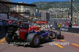 Sebastian Vettel (GER) Red Bull Racing RB9 leaves the pits. 23.05.2013. Formula 1 World Championship, Rd 6, Monaco Grand Prix, Monte Carlo, Monaco, Practice Day.