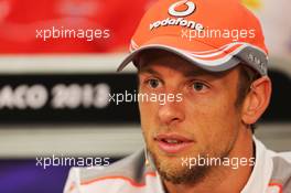Jenson Button (GBR) McLaren in the FIA Press Conference. 22.05.2013. Formula 1 World Championship, Rd 6, Monaco Grand Prix, Monte Carlo, Monaco, Preparation Day.