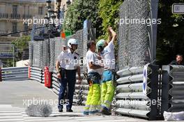 Circuit preparations as catch fencing goes up. 22.05.2013. Formula 1 World Championship, Rd 6, Monaco Grand Prix, Monte Carlo, Monaco, Preparation Day.
