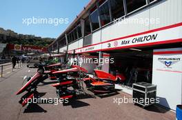 Marussia F1 Team pits. 22.05.2013. Formula 1 World Championship, Rd 6, Monaco Grand Prix, Monte Carlo, Monaco, Preparation Day.