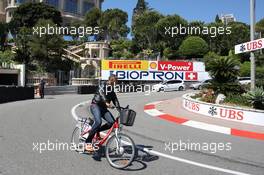 A man cycles on the circuit. 22.05.2013. Formula 1 World Championship, Rd 6, Monaco Grand Prix, Monte Carlo, Monaco, Preparation Day.