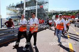 Adrian Sutil (GER) Sahara Force India F1 walks the circuit with Bradley Joyce (GBR) Sahara Force India F1 Race Engineer (Centre). 22.05.2013. Formula 1 World Championship, Rd 6, Monaco Grand Prix, Monte Carlo, Monaco, Preparation Day.