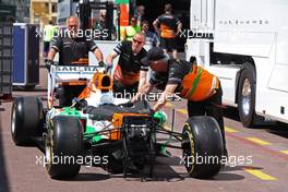 Sahara Force India F1 VJM06 is unloaded.  20.05.2013. Formula 1 World Championship, Rd 6, Monaco Grand Prix, Monte Carlo, Monaco, Monday
